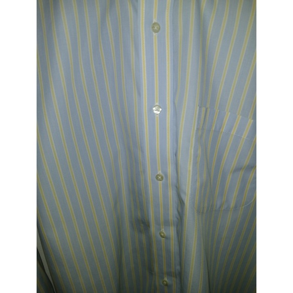 Brooks Brothers Dress Shirt Men 15.5 4/5  Blue Yellow Striped Cotton Non Iron - Picture 2 of 9